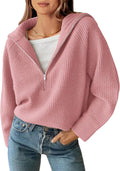 Womens Quarter Zip Pullover V Neck Sweater - Cozy, Casual Fit