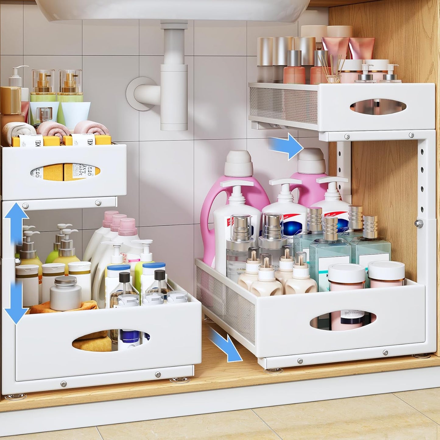 Under Sink Organizer 2 Pack with Pull Out Design for Storage