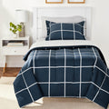 Twin/Twin XL Comforter Set with Sheets - Navy Grey Plaid Comfort