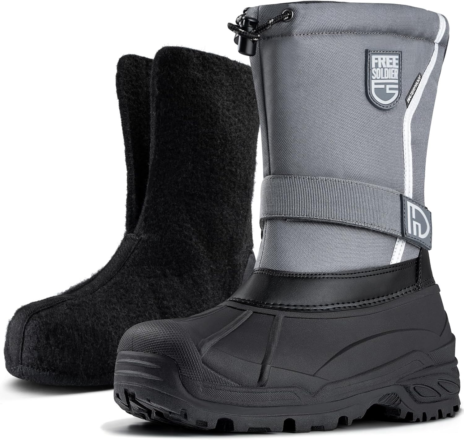 FREE SOLDIER Mens Snow Boots for Winter Hiking and Outdoor Fun