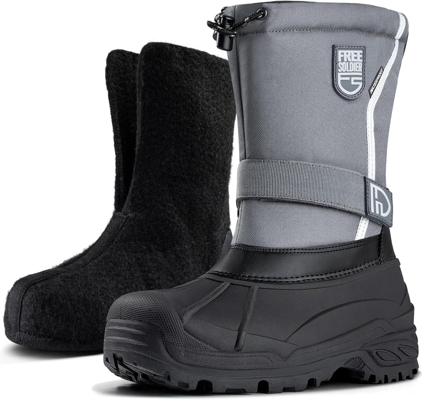 FREE SOLDIER Mens Snow Boots: Insulated Waterproof Winter Shoes