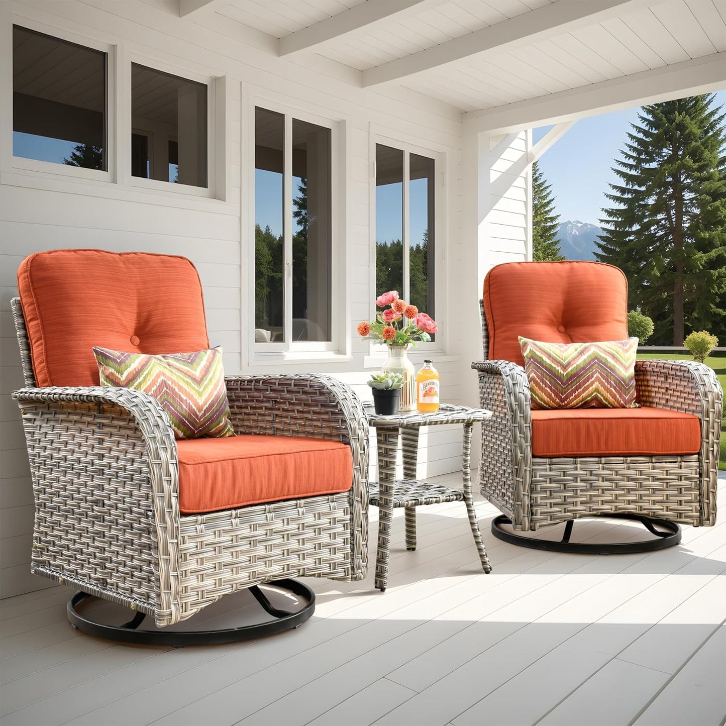 Swivel Rocker Patio Chairs Set: Glider Comfort!
