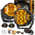 3 in 108W LED Round Pods with Amber DRL - 270 Side Shooter
