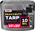 10ft x 20ft Silver/Black Heavy Duty Tarp - Waterproof, Reinforced