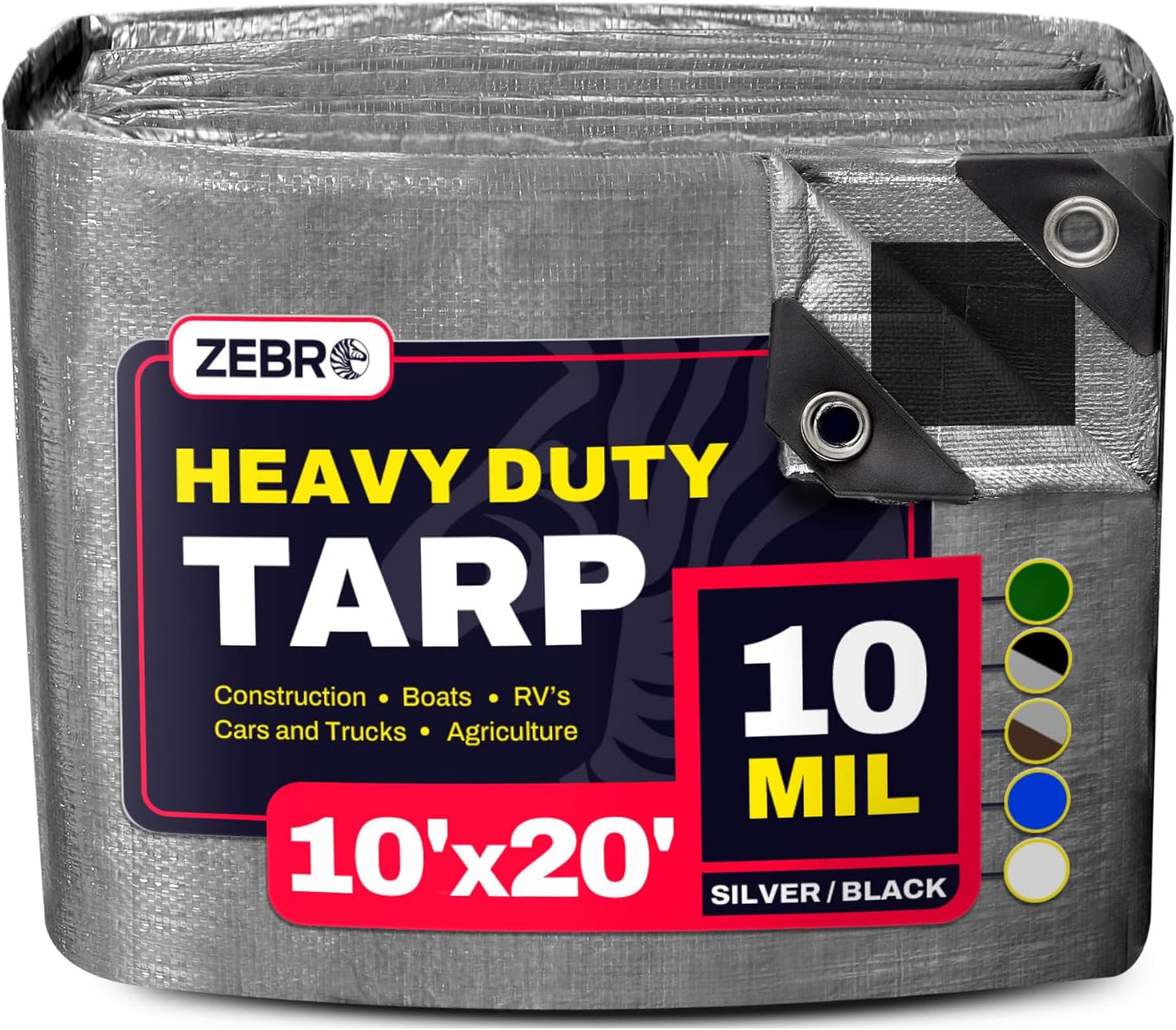 10ft x 20ft Heavy Duty Tarp - Waterproof & Tear-Resistant Cover