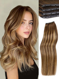100% Remy Double Weft Invisible PU OVO Human Hair Extensions 16in