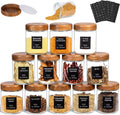 Glass Spice Jars 12-Piece 8oz with Acacia Wood Lids - Organized Pantry