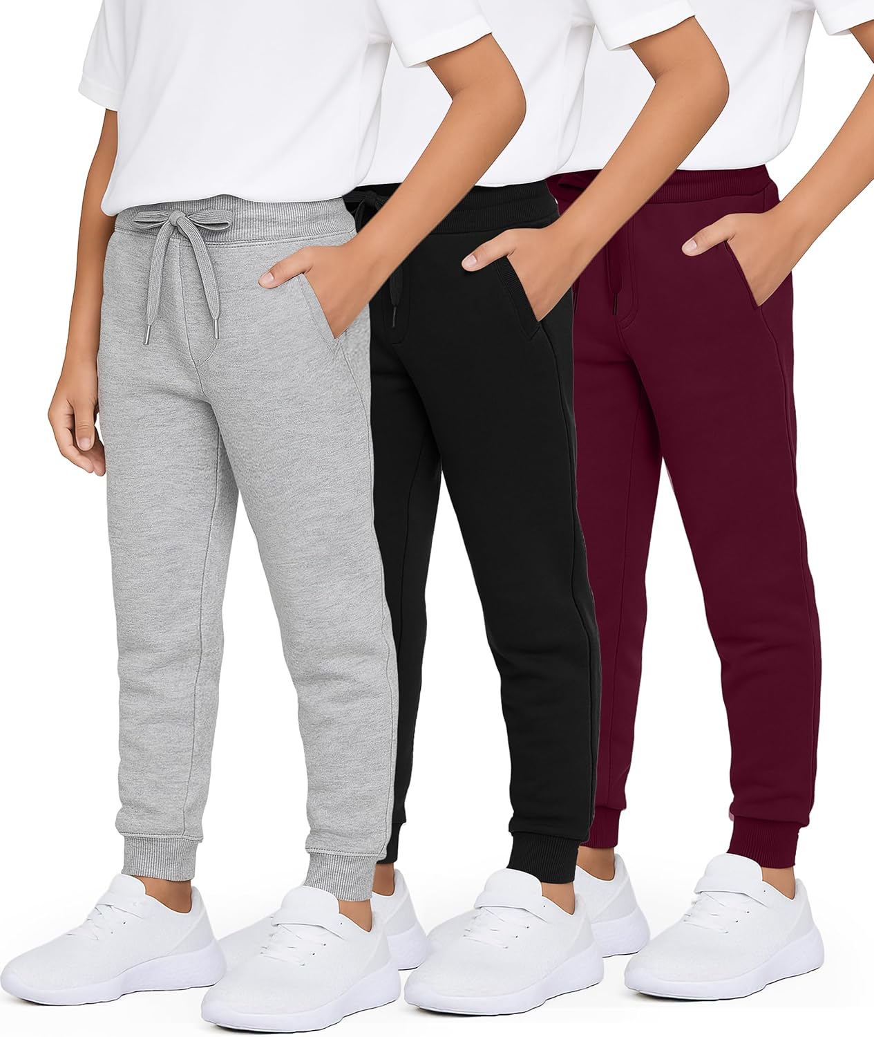 Boys' Cotton Fleece Jogger Sweatpants - 3 Pack Active Pants