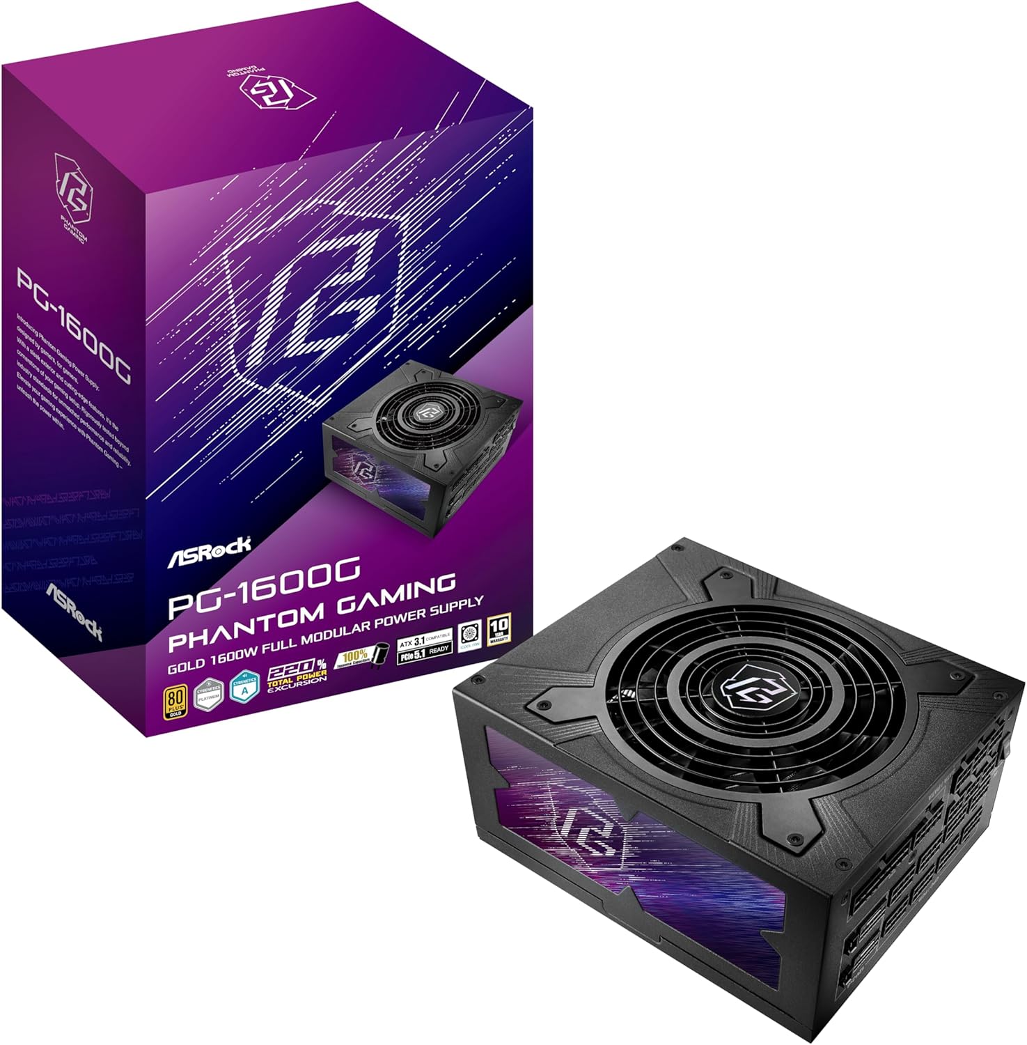 ASRock PG 1600G 1600W Power Supply with 10 Years Warranty