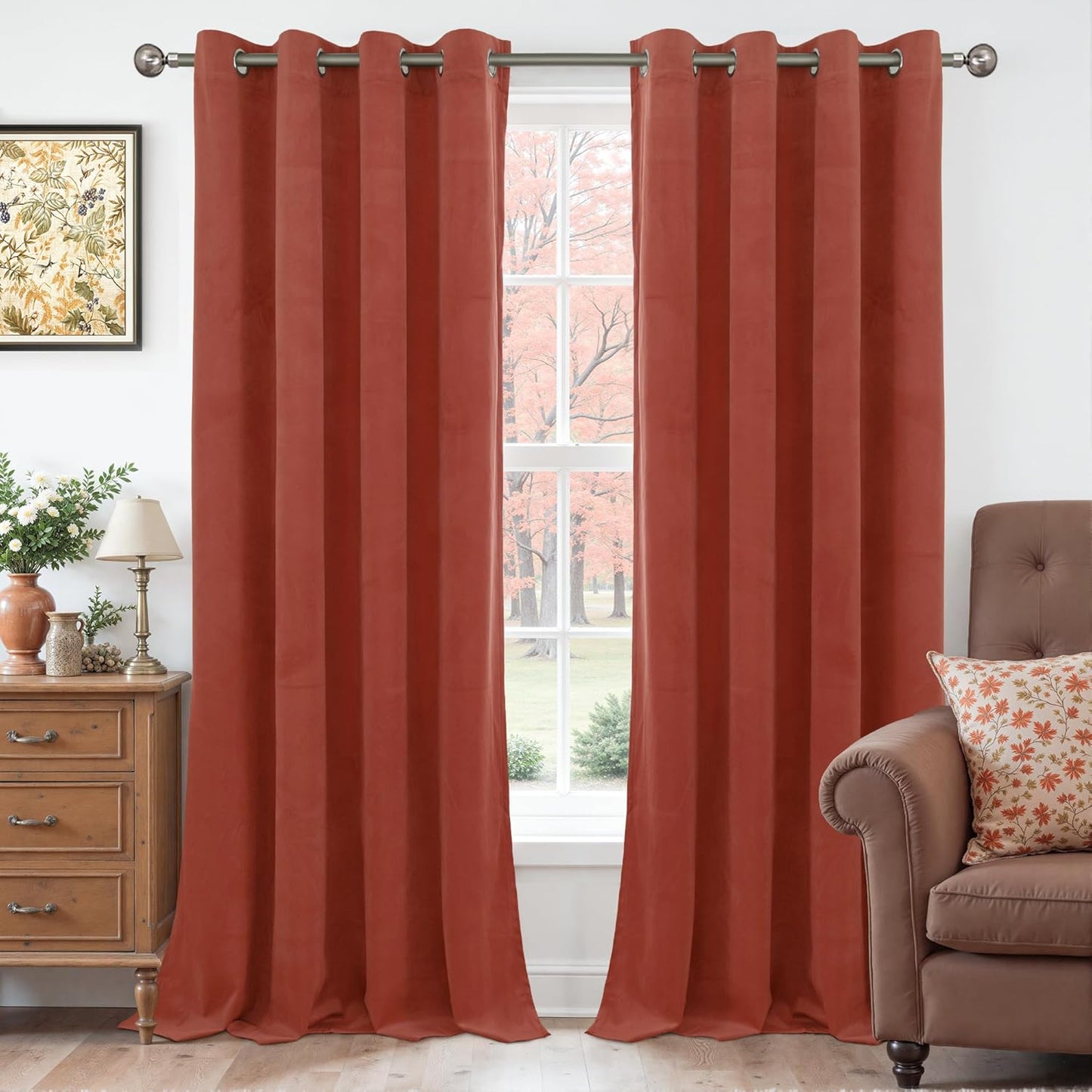 YoungsTex Rust Velvet Blackout Curtains for Cozy Living Spaces