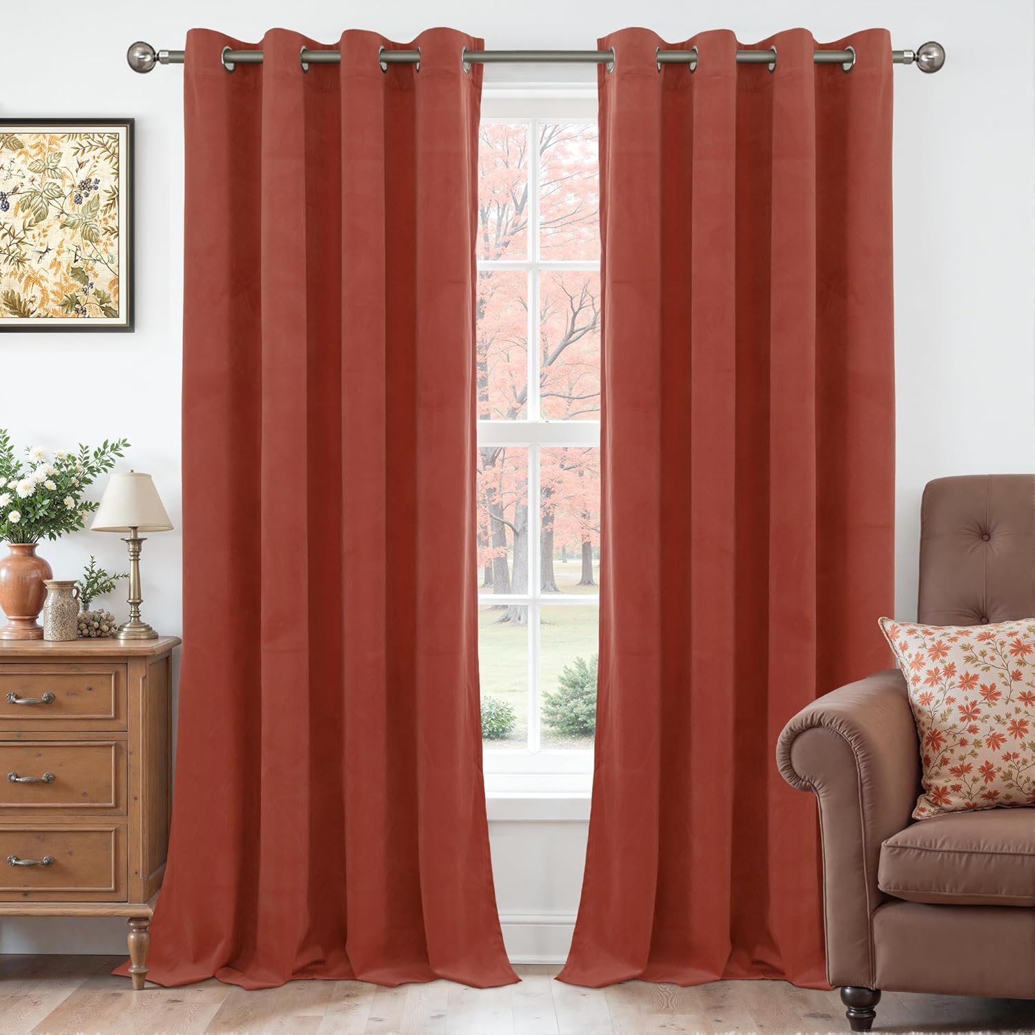 YoungsTex Rust Velvet Blackout Curtains for Cozy Living Spaces