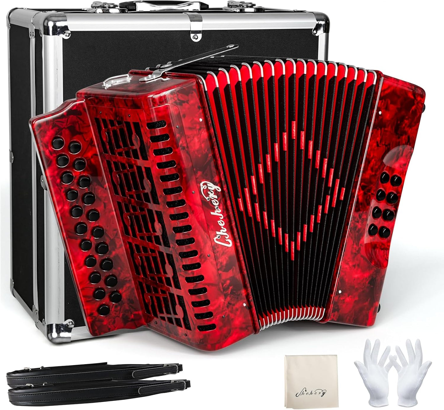 21 Keys 8 Bass Accordion for Professionals & Beginners in Red