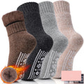 HUGSWEET Thermal Slipper Socks 4-Pack - Thick Warm Non-Slip Comfort