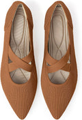 Women's Pointed Toe Knit Washable Mary Jane Flats - Comfortable Dressy