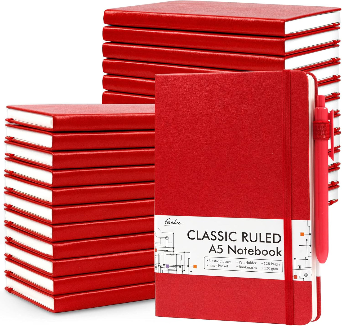 Feela 24 Pack Journal Notebook Set with Pens for Note Taking