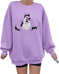 Halloween Spooky Season Sweatshirt Women - Oversized Ghost and Black