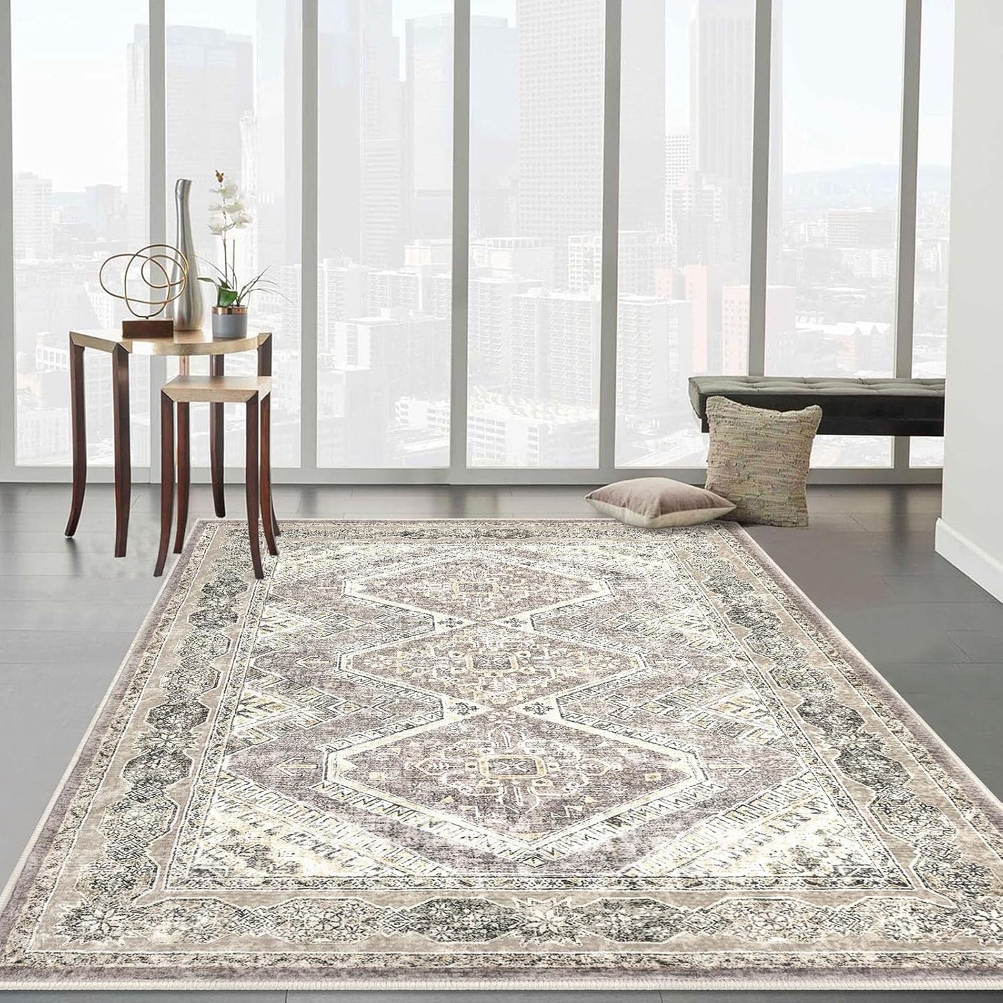 KUTA Area Rug 4x6 for Living Room - Washable Non-Slip Carpet