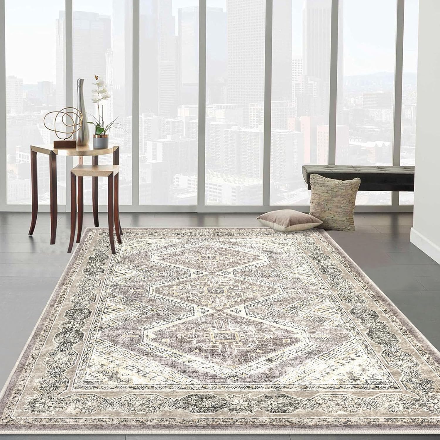 KUTA Area Rug 4x6 for Living Room - Washable Non-Slip Carpet