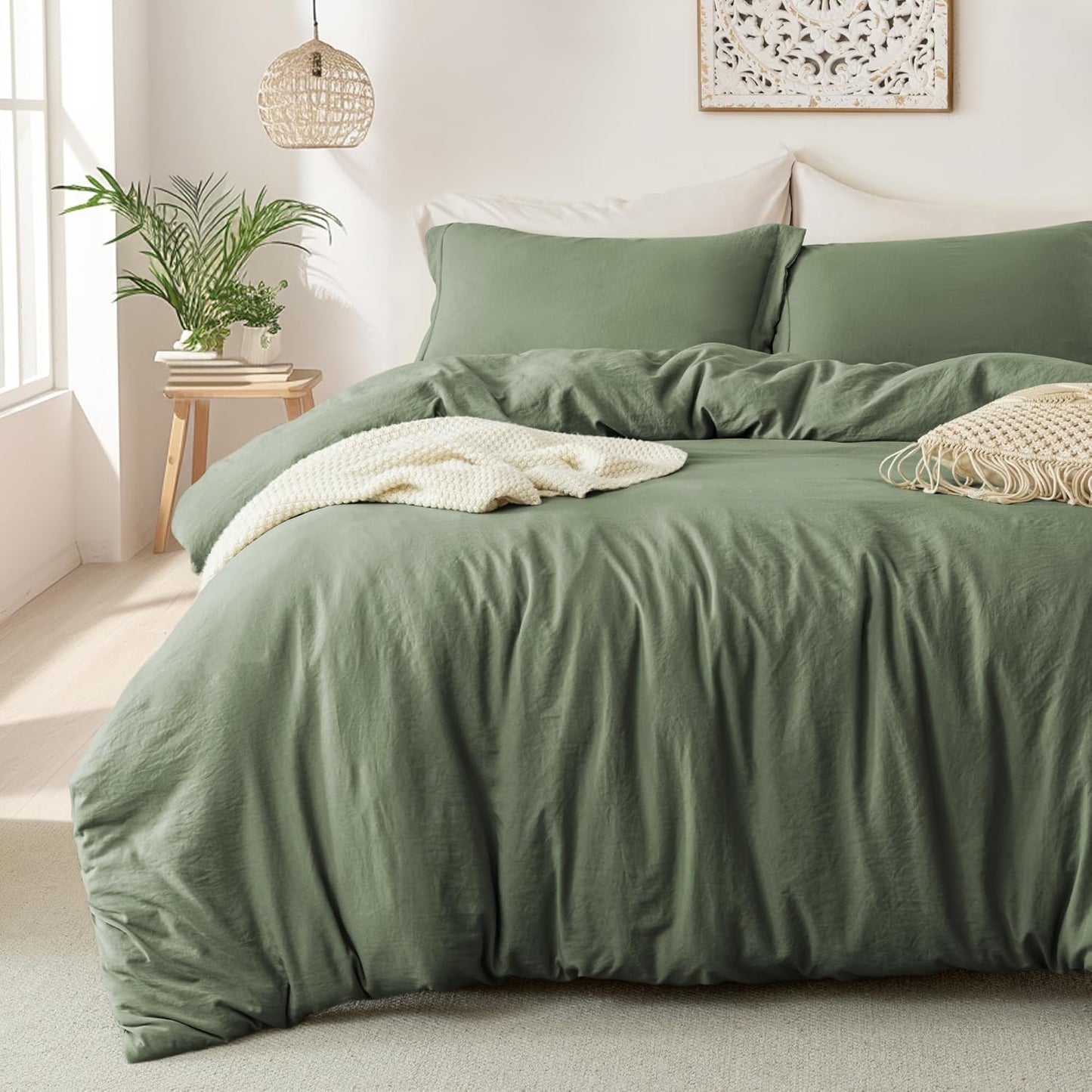 MILDLY Super Soft Duvet Cover Set in Olive Green for Comfort