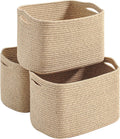 Storage Baskets for Organizing Shelves - Woven Cotton Rope Pack of 3
