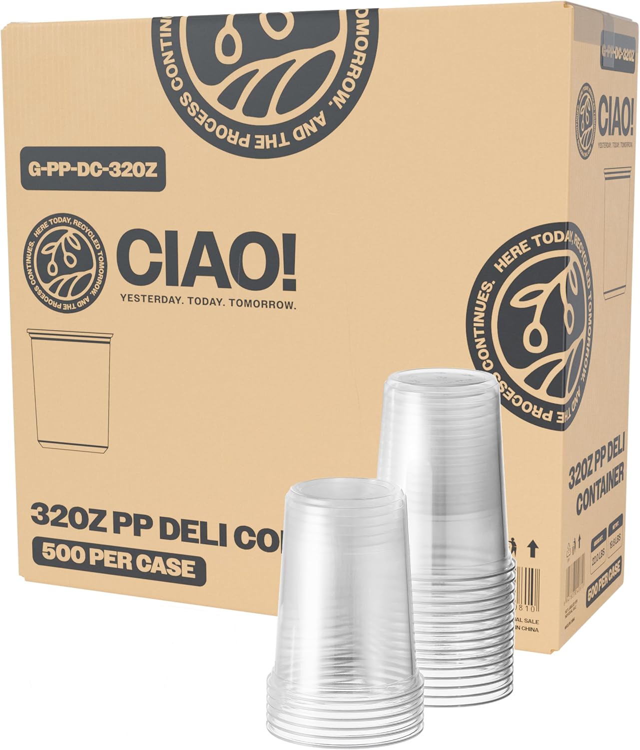 CIAO! 32OZ Polypropylene Clear Deli Containers for Food Storage