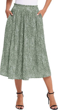 Zeagoo Women's Pleated Midi Skirt High Waisted Polka Dot - Flowy