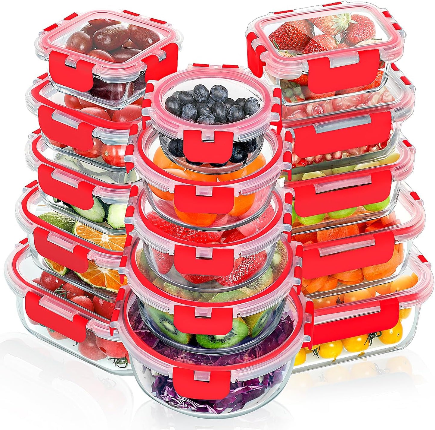 VERONES 30 Pieces Glass Meal Prep Containers Set for Food Storage
