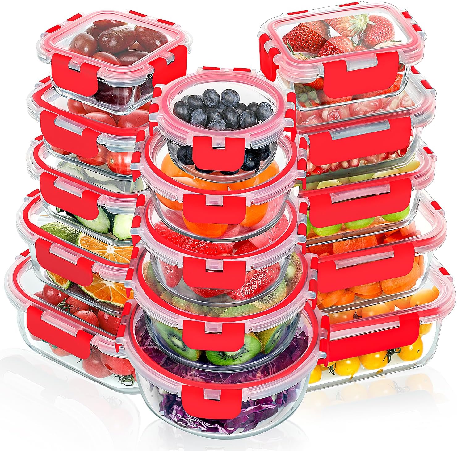 VERONES 30 Pieces Glass Meal Prep Containers Set for Food Storage