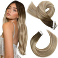 Tape in Hair Extensions Balayage Brown to Light Brown with Blonde 18