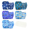 wegreeco Cloth Diapers 5 Pack with 5 Inserts - One Size Reusable