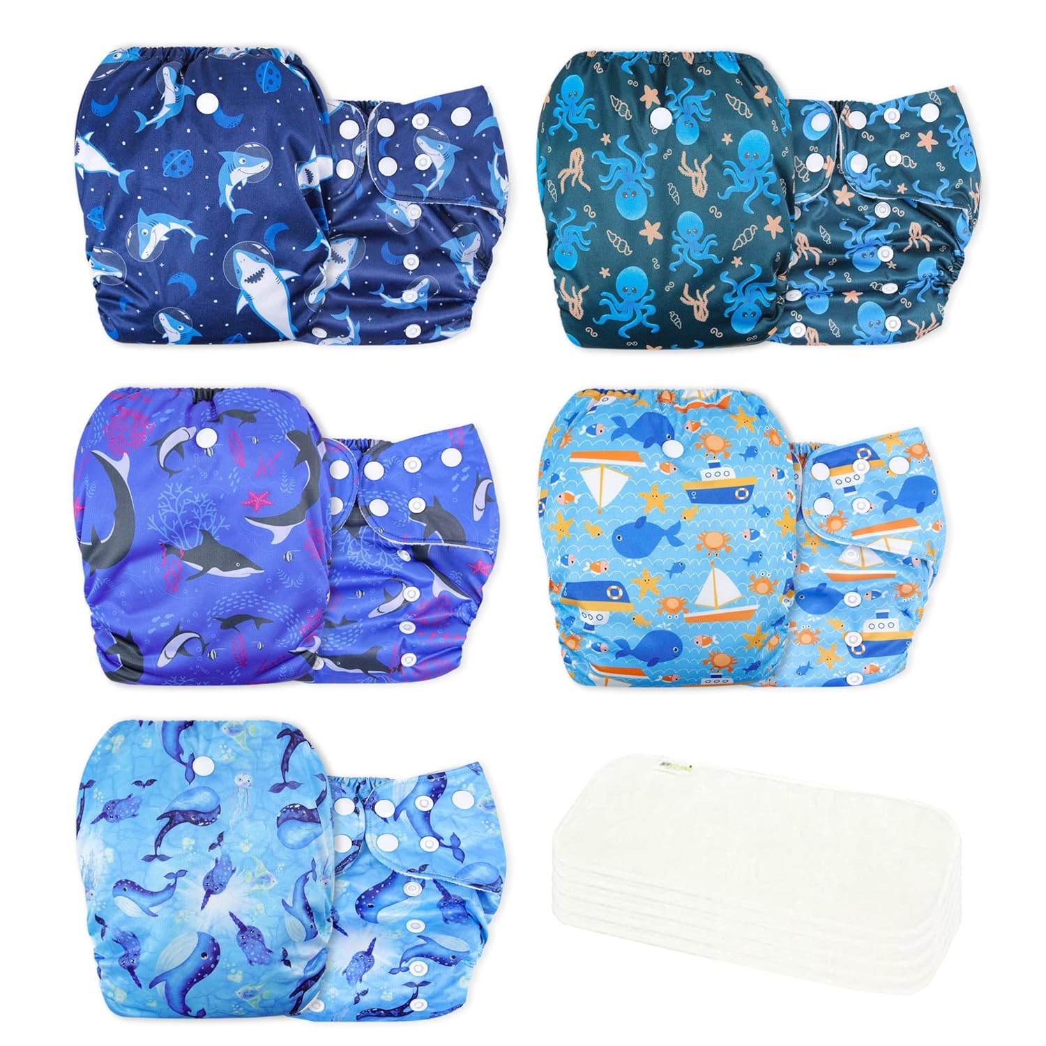 Wegreeco Cloth Diapers 5 Pack with Inserts for Eco-Friendly Care
