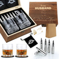 Whiskey Gifts for Men Husband - Stainless Steel Stones & Glasses Set