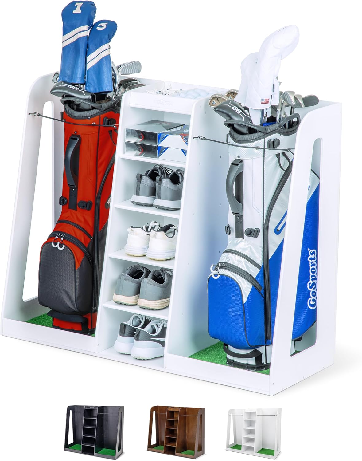 GoSports Premium Wooden Golf Bag Organizer for 2 Bags