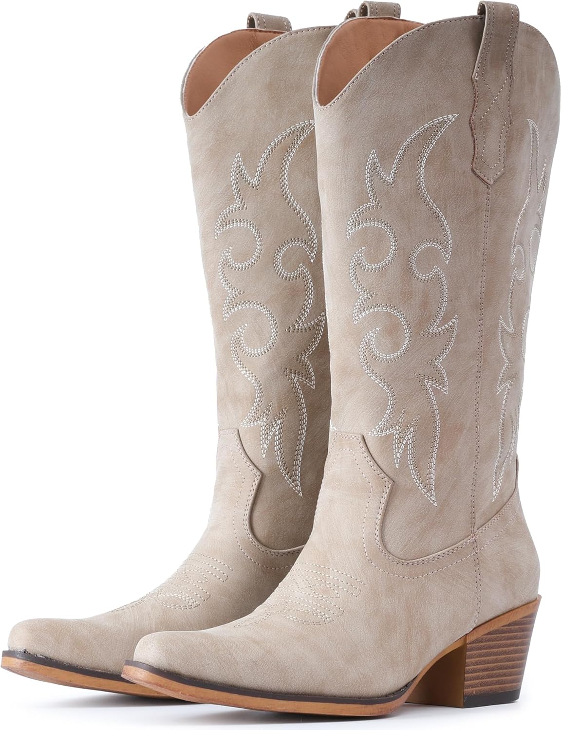 IUV Cowboy Boots for Women with Chunky Heel and Snip Toe