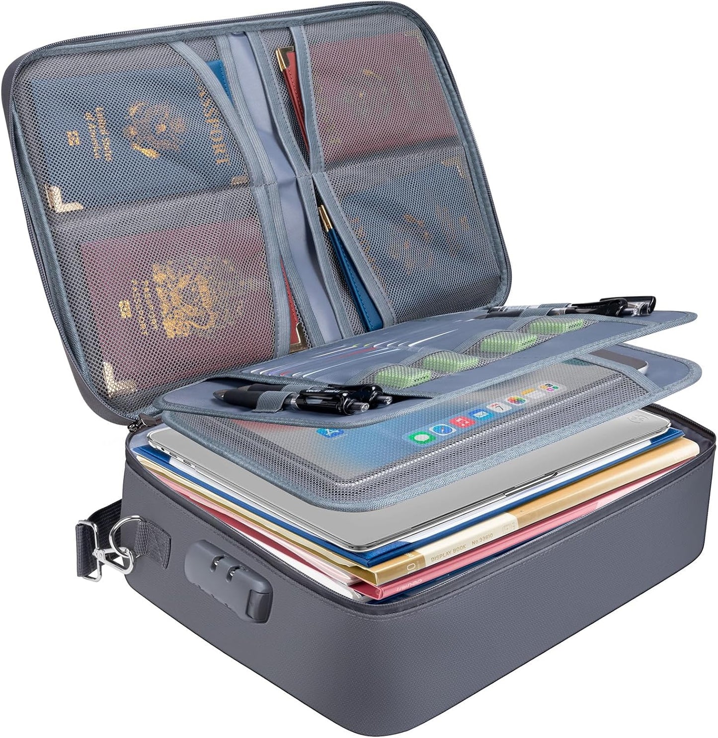 BALEINE Fireproof Document Box with Lock for Secure Storage