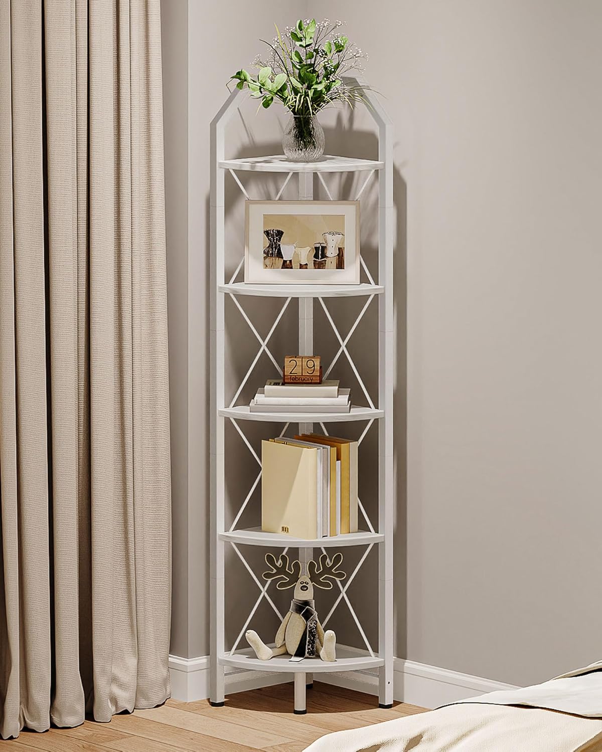 5-Tier Corner Shelf for Bedroom and Living Room Storage Solutions