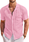 COOFANDY Men's Knit Button Down Shirt Short Sleeve - Lightweight