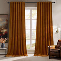 RYB HOME Burnt Orange Velvet Curtains 52in x 84in - Luxurious Room