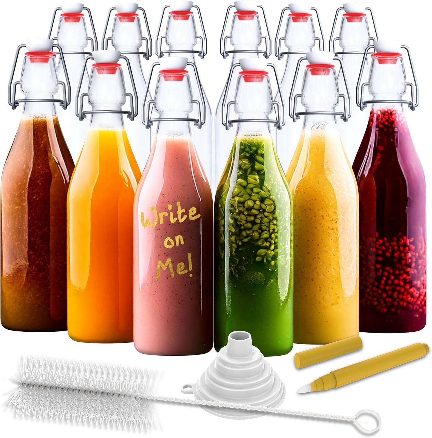 Nevlers 17 Oz Swing Top Glass Bottles for Brewing & Storing