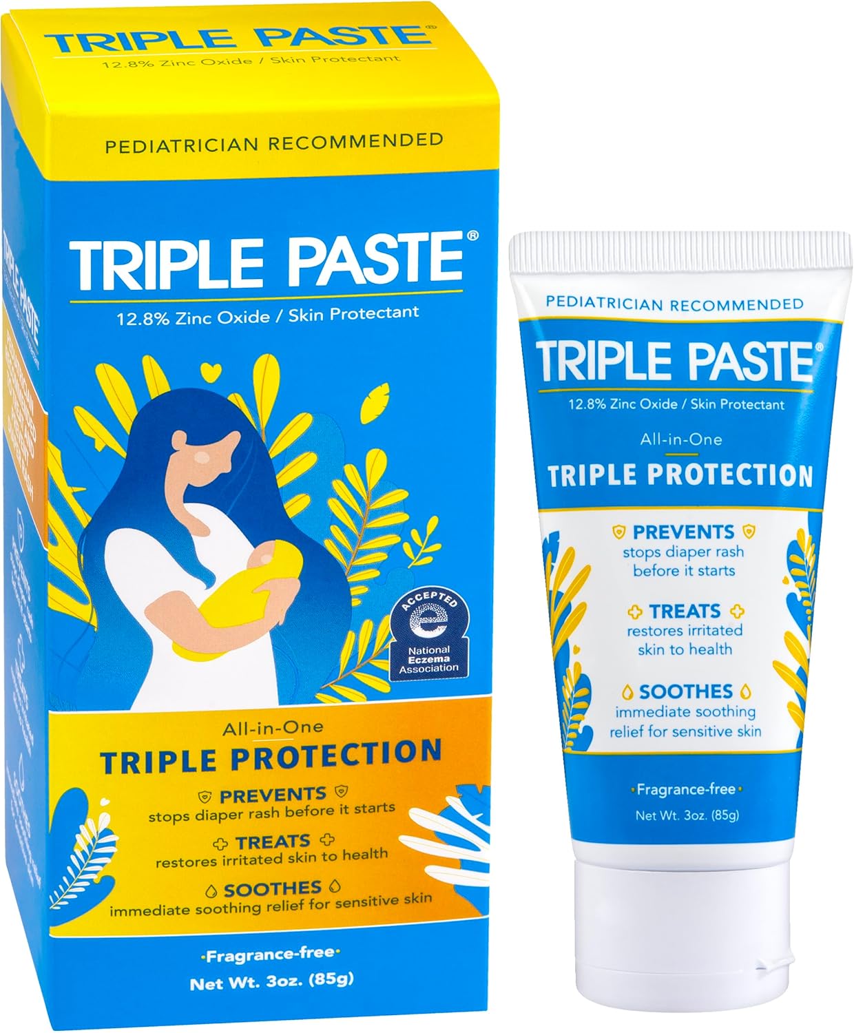 Triple Paste 3 oz Diaper Rash Cream - Soothes & Prevents Rash