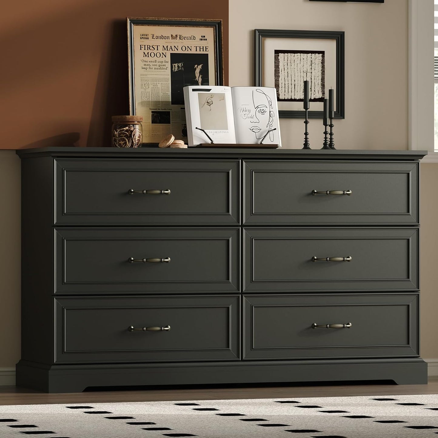 Farmhouse 6-Drawer Dresser for Bedroom - Rustic Wood Storage