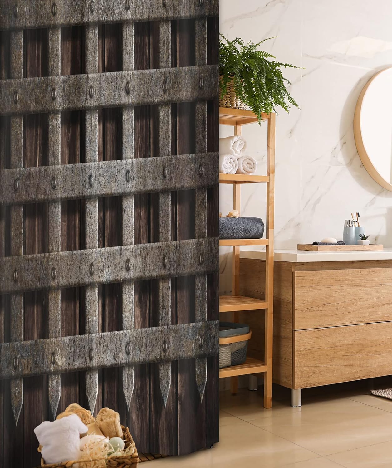 Medieval Castle Art Shower Curtain Set