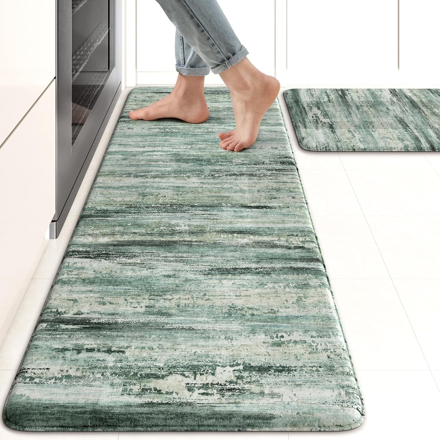 Cushioned Anti Fatigue Kitchen Mats Set of 2 for Comfort
