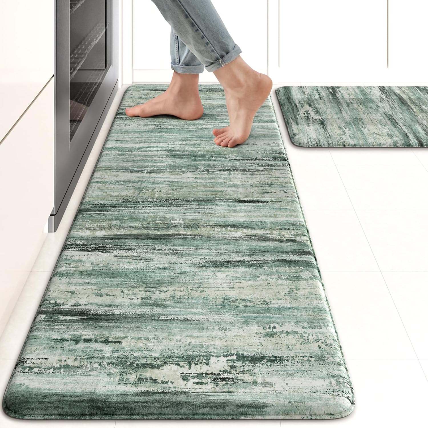 Cushioned Anti Fatigue Kitchen Mats Set of 2 for Comfort