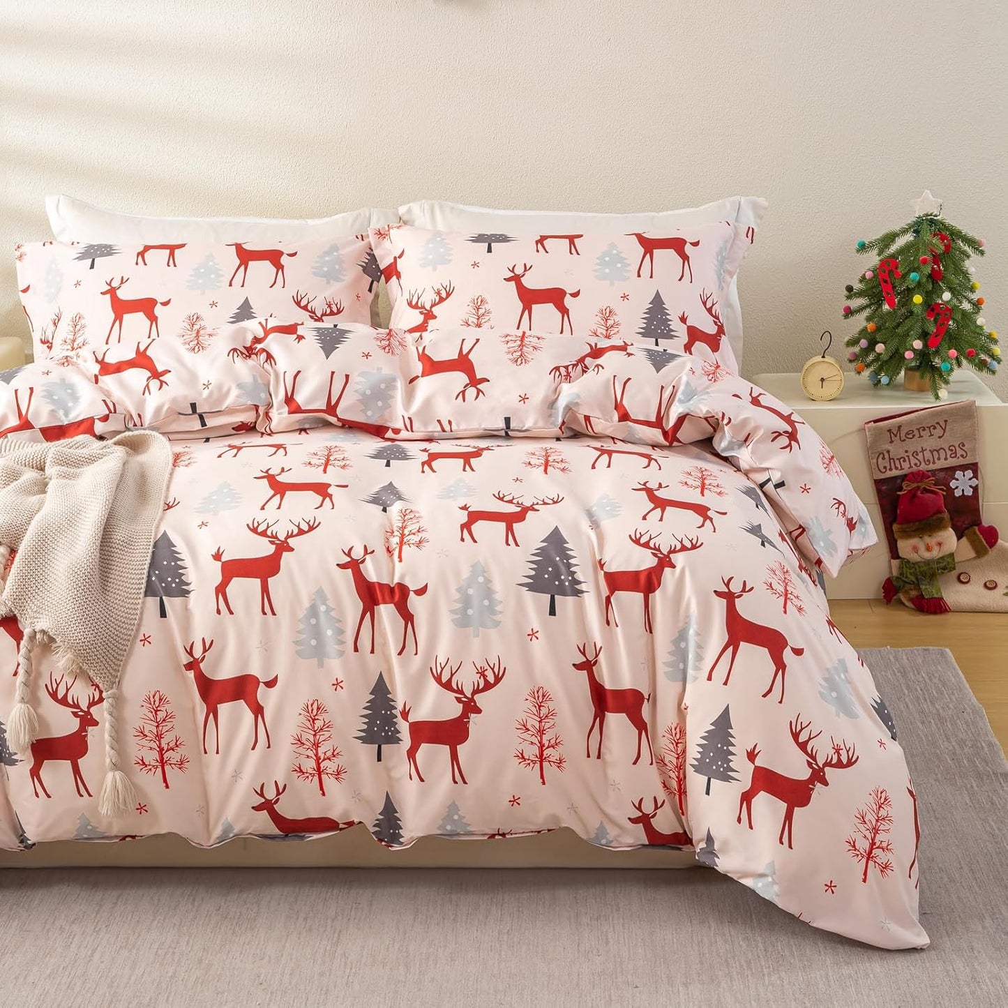 Christmas Duvet Cover King Size Set for Holiday Bedding Joy