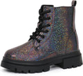 Girls Ankle Boots Lace Up Combat Boot Side Zipper - Stylish