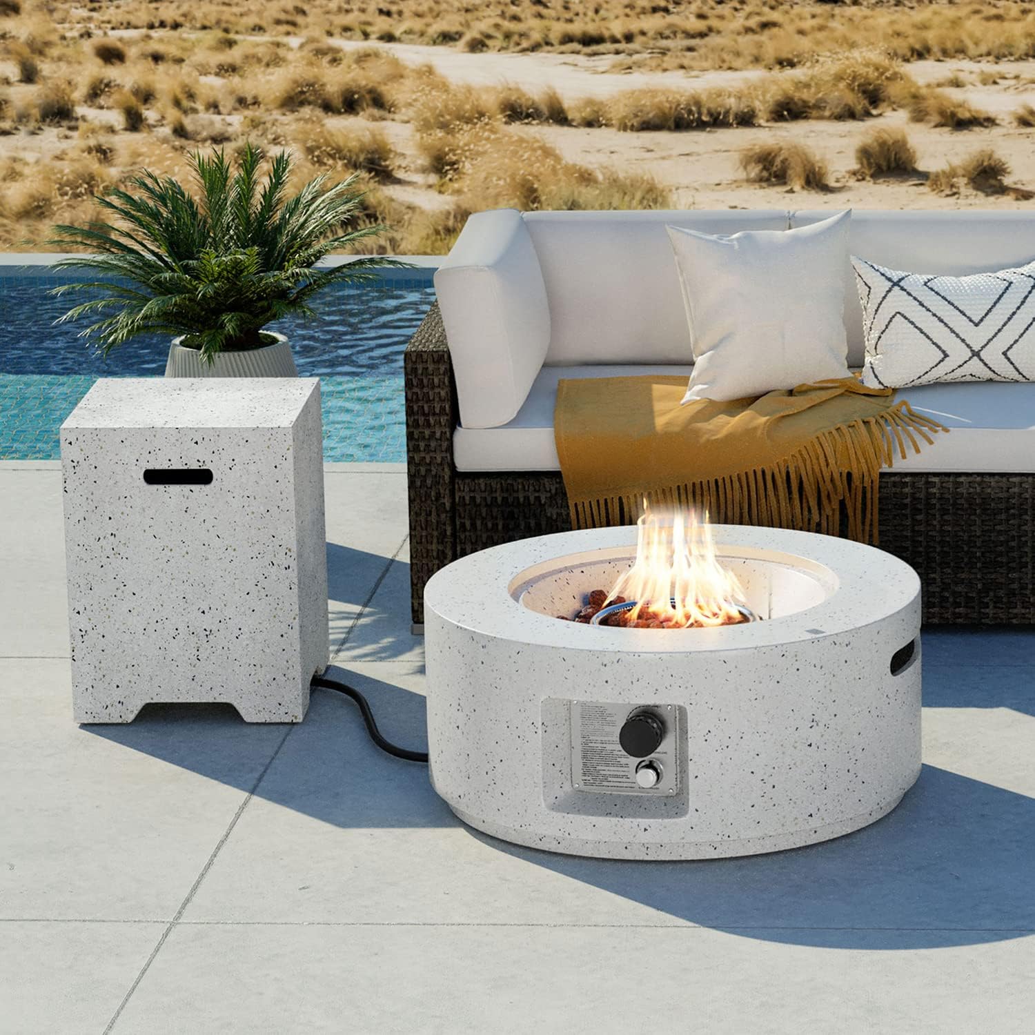 COSIEST 2-Piece Outdoor Propane Fire Pit Table Set for Cozy Evenings