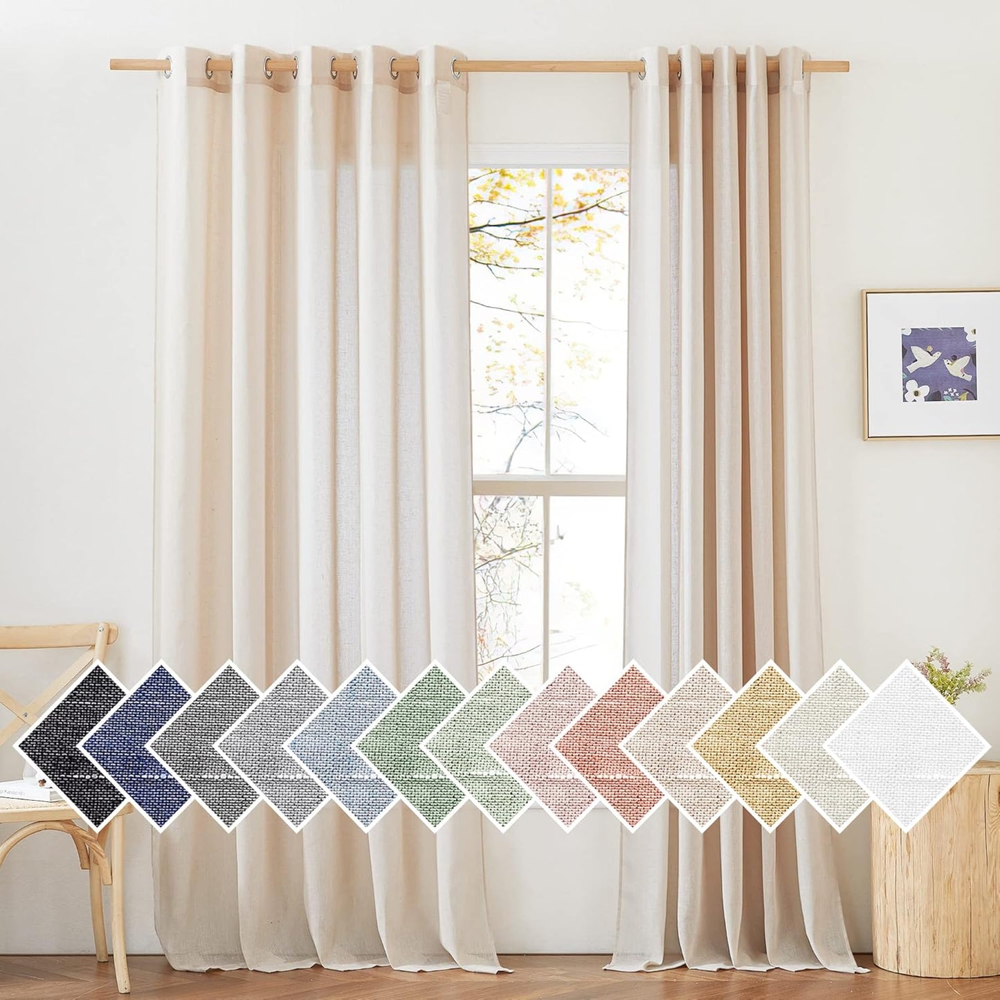 NICETOWN Beige Sliding Door Curtains for Light Filtering Privacy