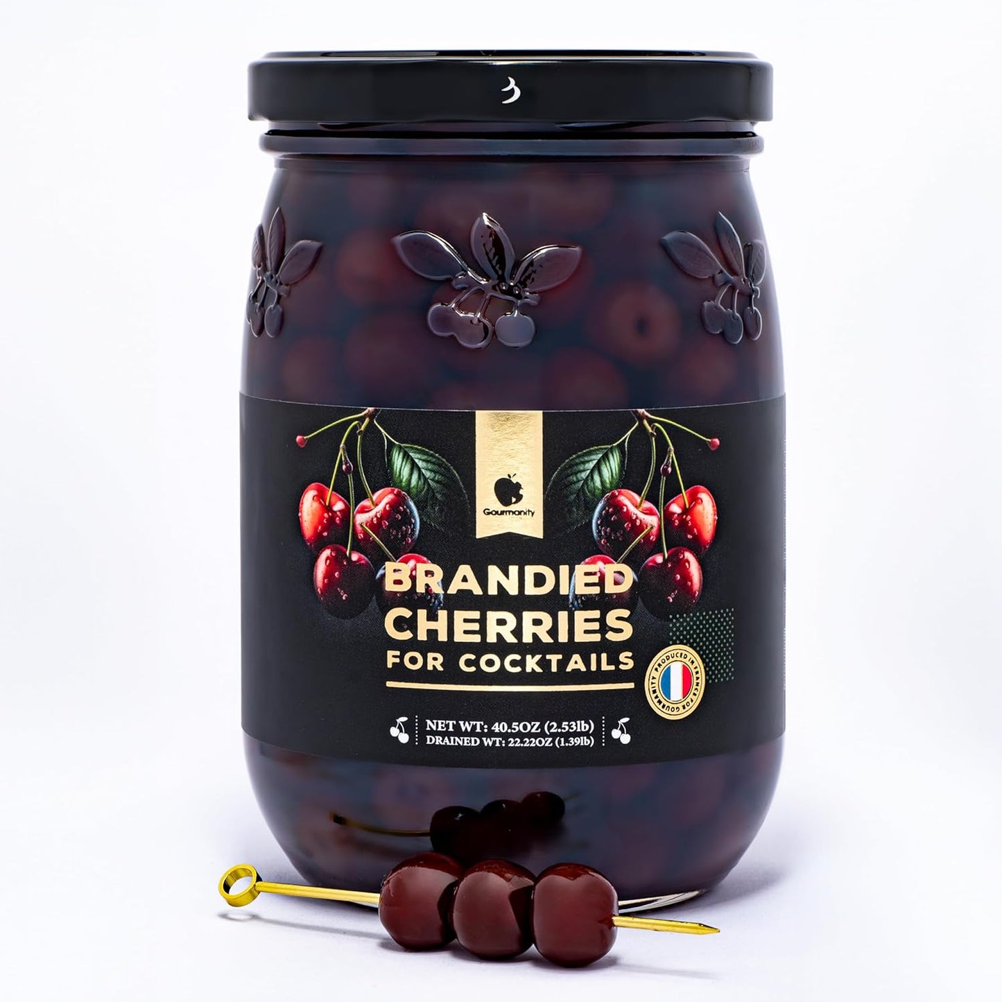 Gourmanity Brandied Cocktail Cherries for Cocktails and Desserts