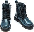 Kids Waterproof Glitter Mid Calf Combat Boots - Side Zipper Fit